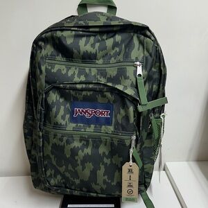 Jansport Green Camo Backpack with Black Accents Big Student